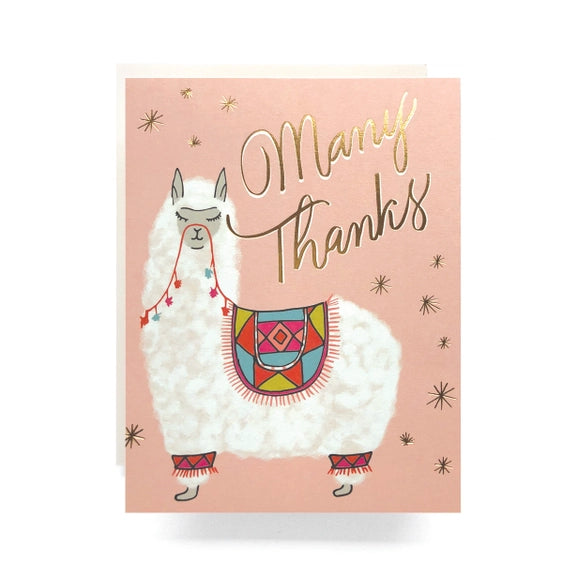 Alpaca Thanks Greeting Card - Single Card