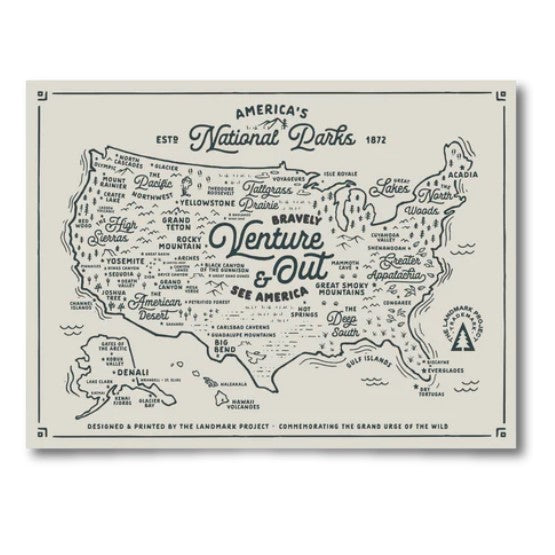 National Parks Map Poster