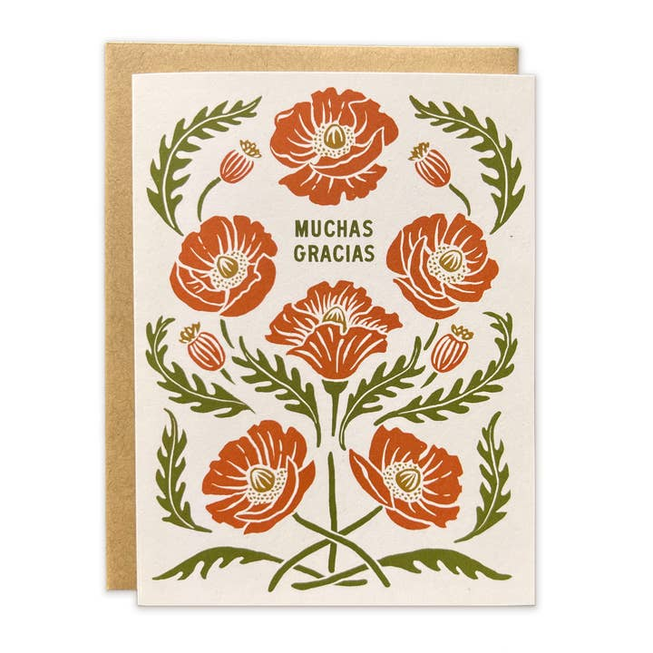 Muchas Gracias Poppies Greeting Card